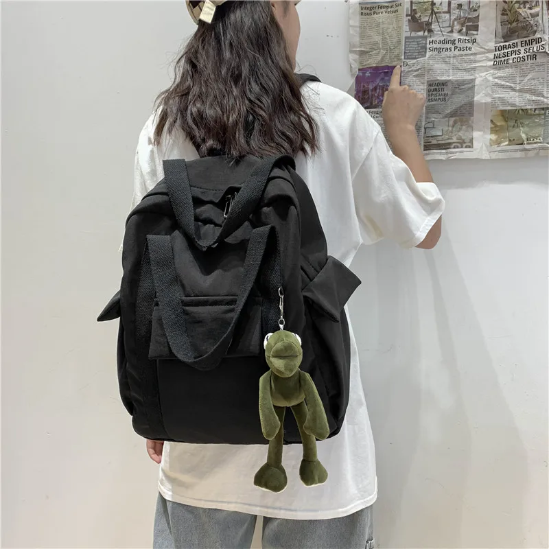 

School Bag For Teenage Girl Shoulder Women'S Waterproof Nylon Backpack Simple Travel Bag Backpack Fashion New Solid Color