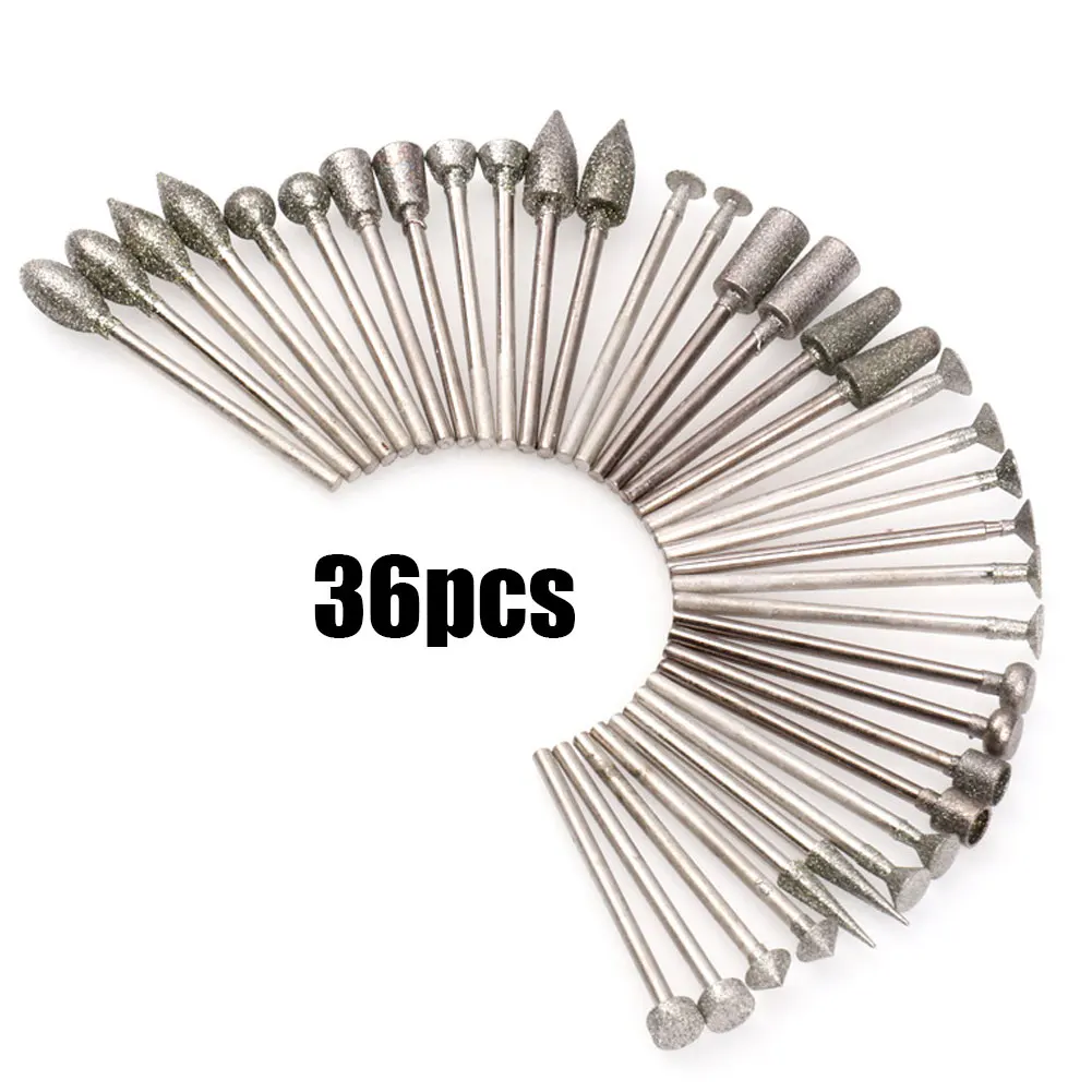 

36pcs Diamond Rotary Bits Set Drill Bits Kit For Grinding Sanding Polishing Cutting Stone Tile Glass Disc Abrasive Tools