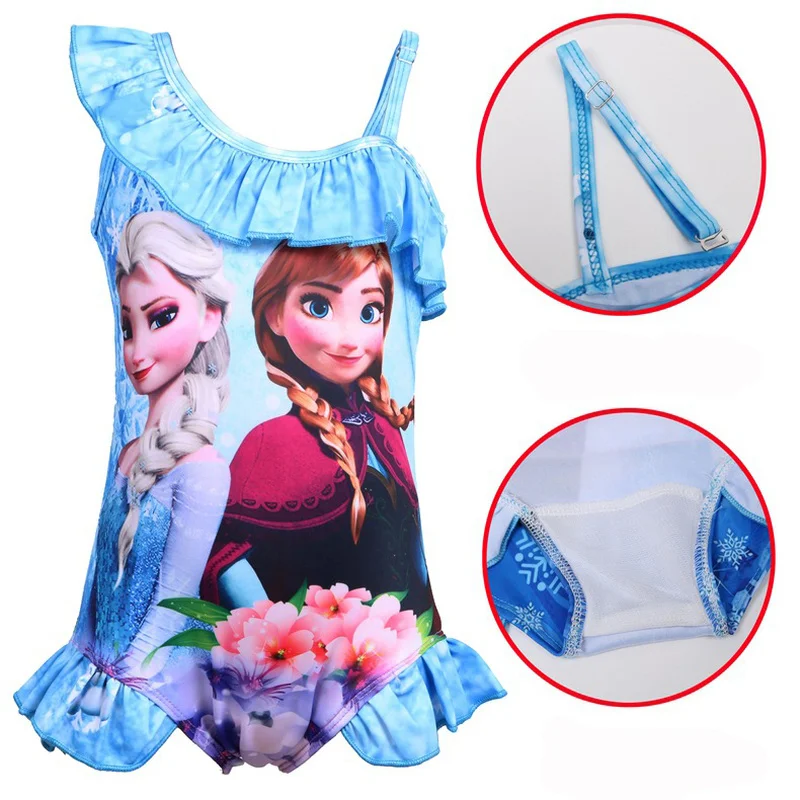 Цельный купальник для маленьких детей девочек с изображением Эльзы Анны и