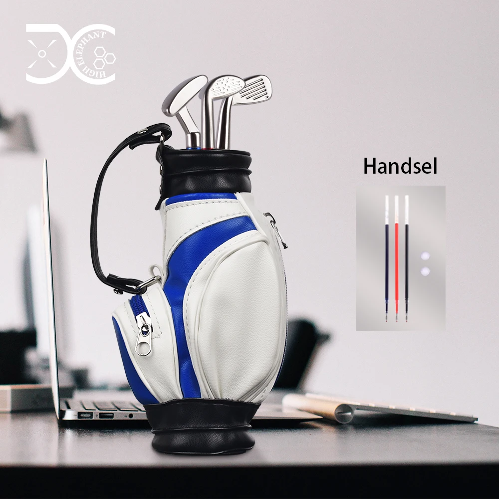 

Креативный держатель для ручек для гольфа с пером, украшение для настольного компьютера, подарочная сумка для гольфа, уникальные кожаные ру...