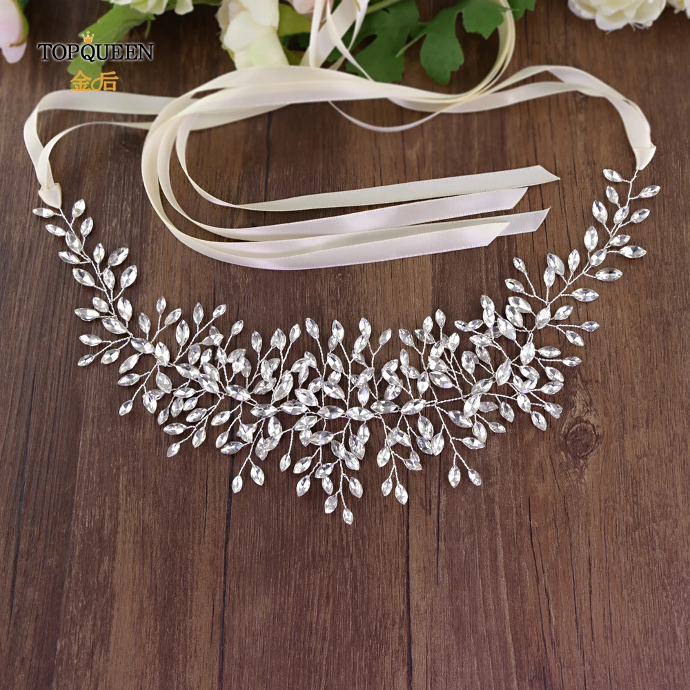 TOPQUEEN SH237 Быстрая доставка ручной работы Свадебный ремень серебряное свадебное