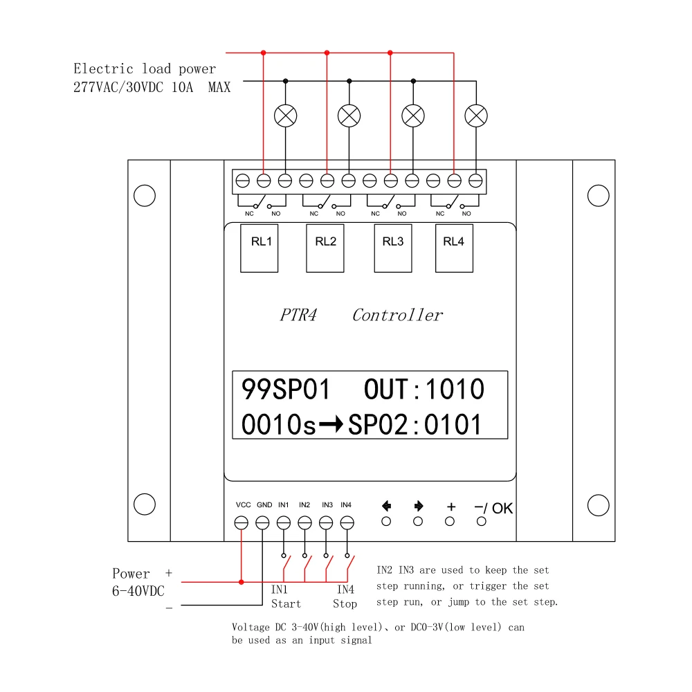 

New DC6-40V 4-Channel 99 Steps Programmable Digital Time Relay Timer Controller Delay Module Solenoid Valve Control LCD Display
