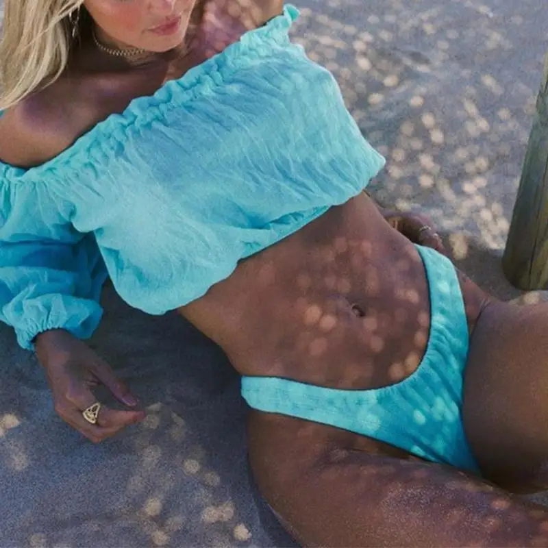 Misswim бикини с длинным рукавом 2020 платье открытыми плечами Шикарный чехол длинное