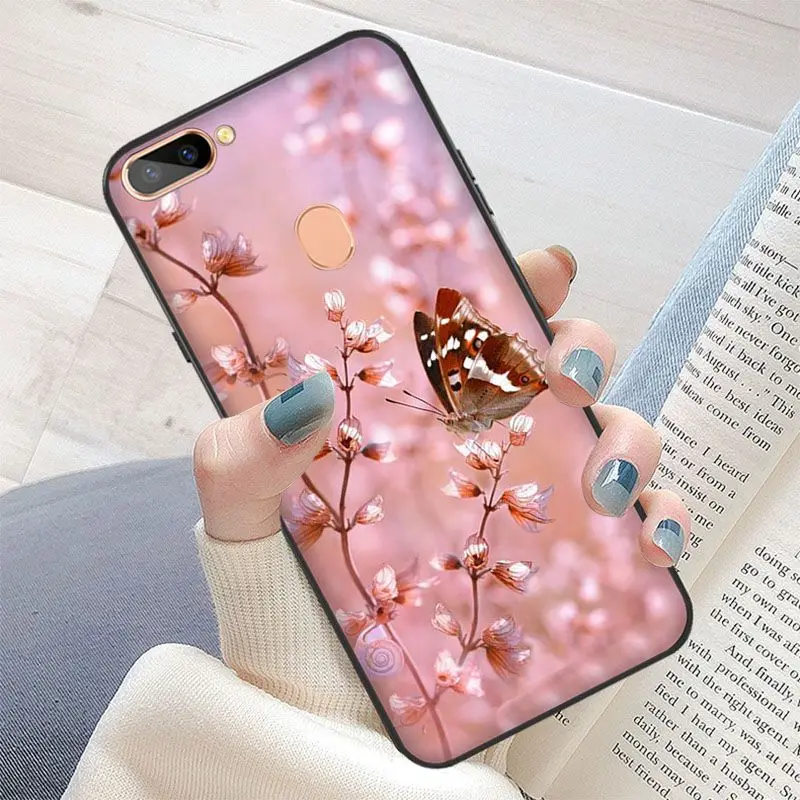 Красная бабочка на белой розы цветок ТПУ мягкий чехол для телефона с