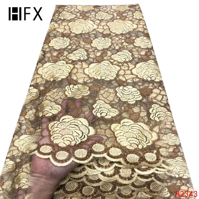 HFX зеленая африканская кружевная ткань 2019 Высококачественная Вышивка Тюль