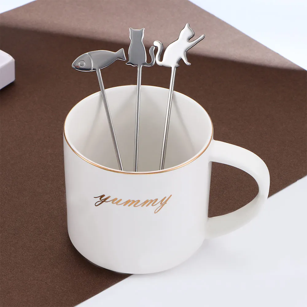 

Japanese Cat Fish Spoon Coffee Stirring Spoon Cute Dessert Stainless Steel Milk Tea Spoon Home Kitchen Coffee Accessories