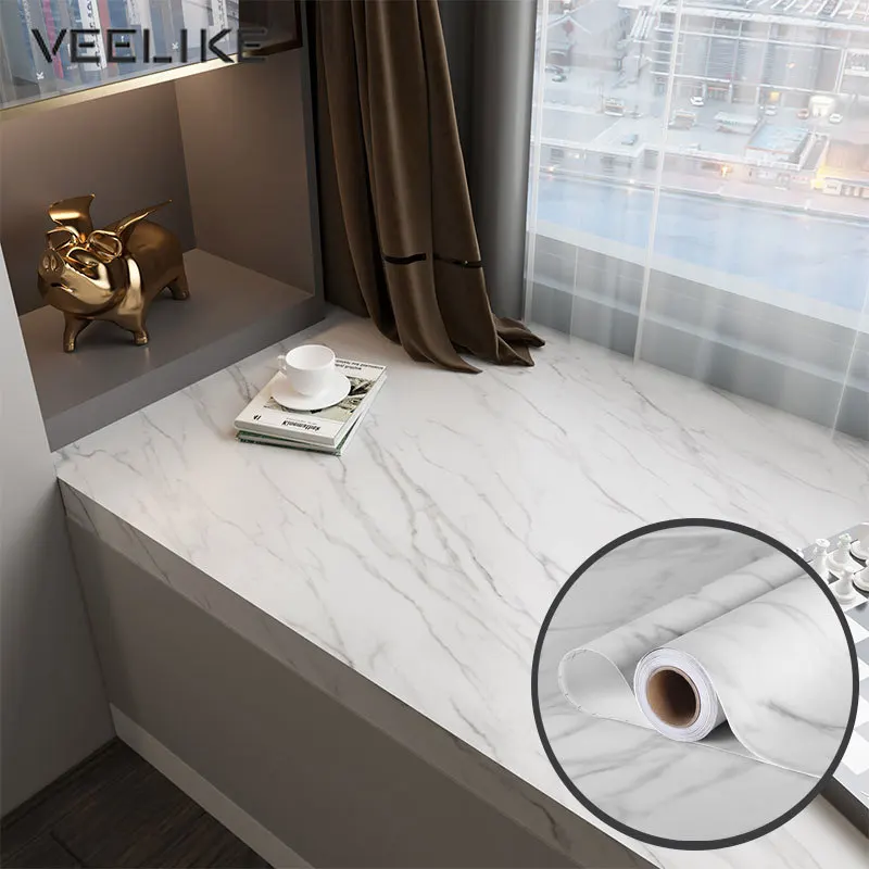 

Light-colored Marble Wallpaper Self-adhesive Thickening Upgrade Desktop Sticker TV Background Wall Room Decoration Contact Paper