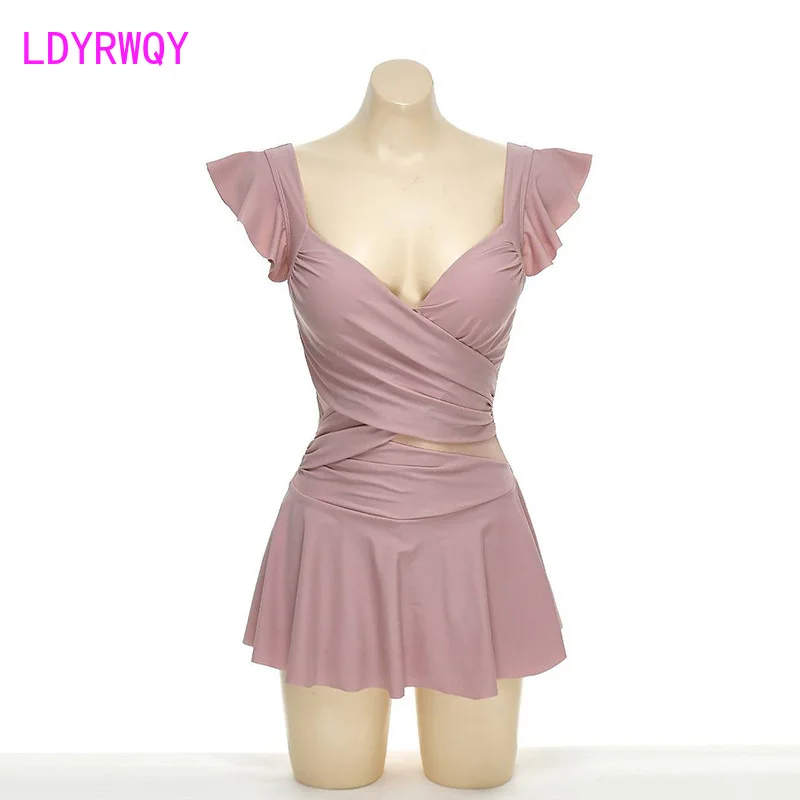 LDYRWQY 2021 Новый розовый корейский сексуальный сетчатый модный скрывающий живот