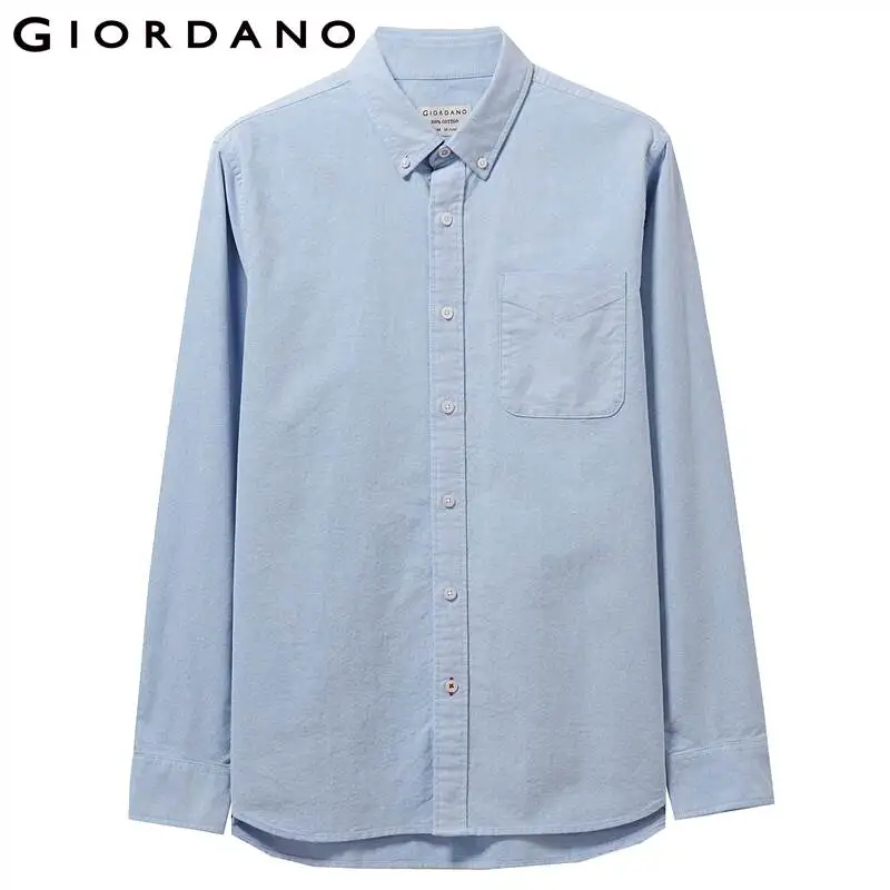 Giordano мужская приталенная рубашка slim fit,из натурального хлопка, с длинными рукавами