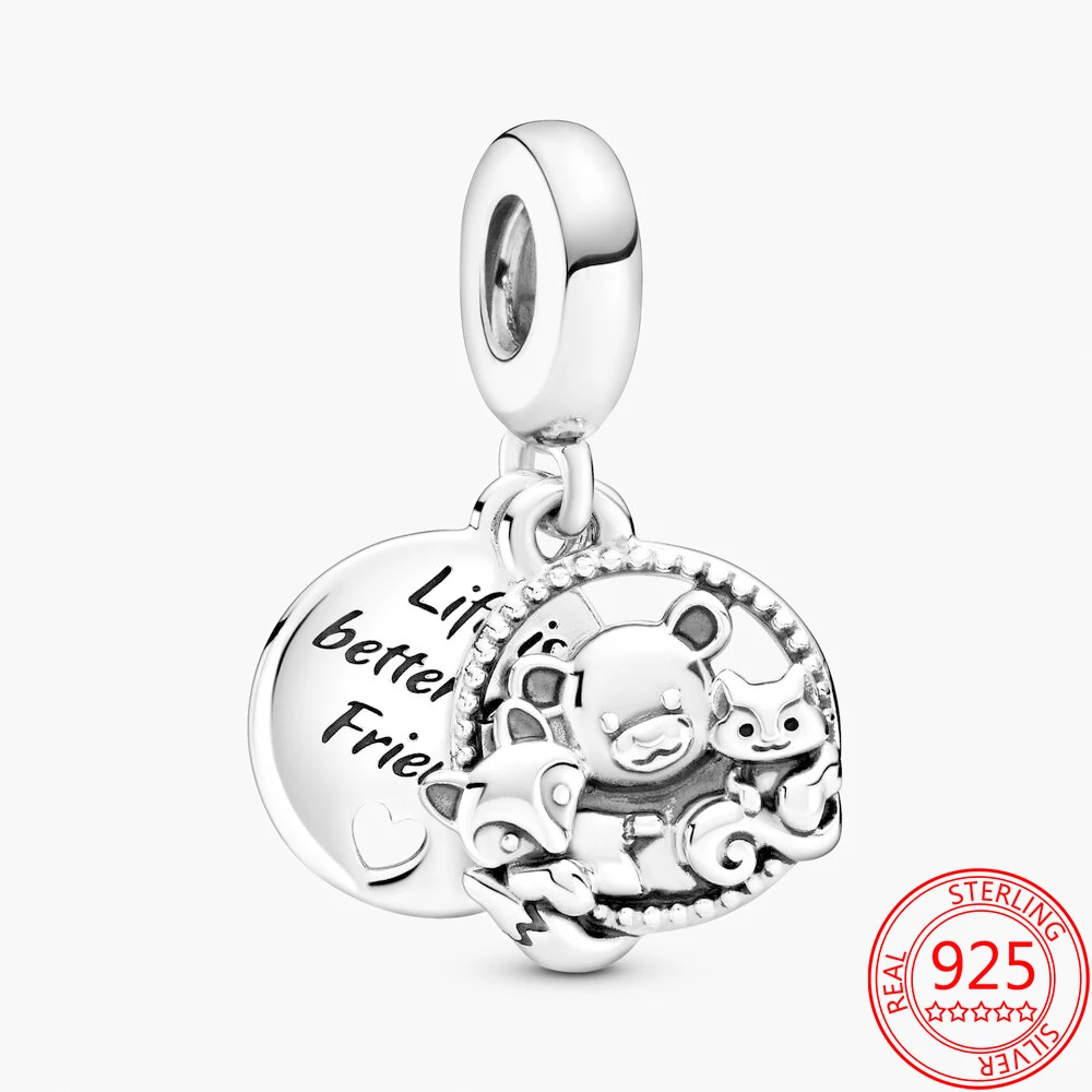 

New 925 Sterling Silver Bear Squirrel Fox Friends of the Forest Charms Fit Original Brand Bracelet Birthday Gift