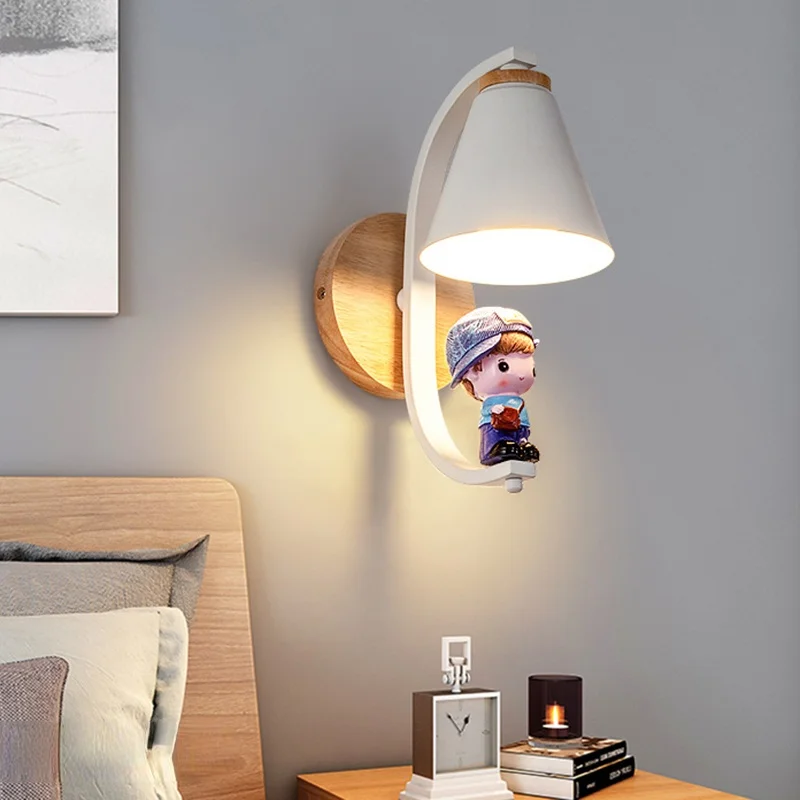

Детская настенная лампа E27 в скандинавском стиле, милая мультяшная прикроватная лампа для спальни, украшение детской комнаты, комнатное светильник щение