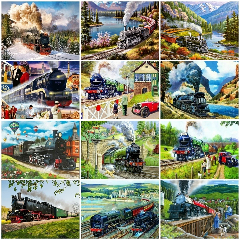 

AZQSD 5D DIY Алмазная вышивка поезд мозаика картина Стразы Алмазная картина сценическая вышивка крестиком Декор для дома