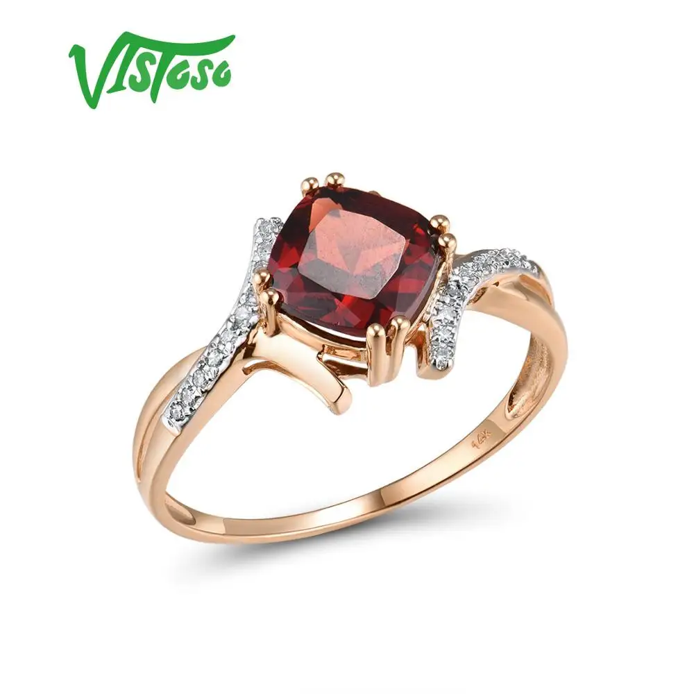 VISTOSO золотые кольца для женщин Подлинная 14K 585 кольцо из белого золота сверкающие бриллианты Небесно-Голубой Топаз Свадьба юбилей ювелирные украшения