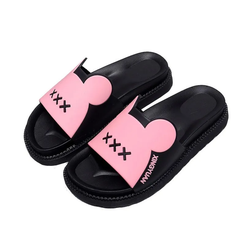 

Home slippers female summer 2019 new thick bottom sponge cake cute home indoor non-slip bath couple sandals and slippers female