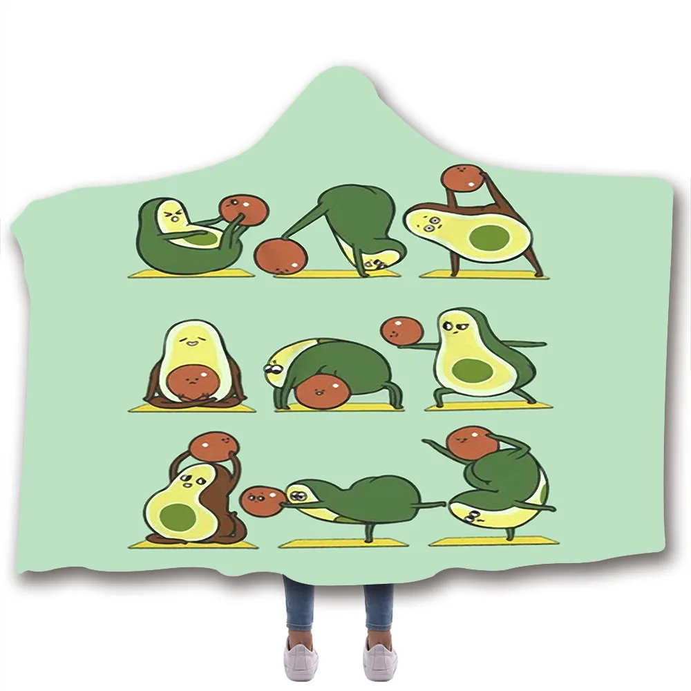 3D цифровое одеяло с капюшоном и авокадо Флисовое интересным рисунком фруктов 2019