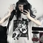 Женские футболки с рисунком Goth Graphic, черная футболка для подростков, топы с рисунком Феи гранж, уличная одежда большого размера для девушек и подростков, 2021