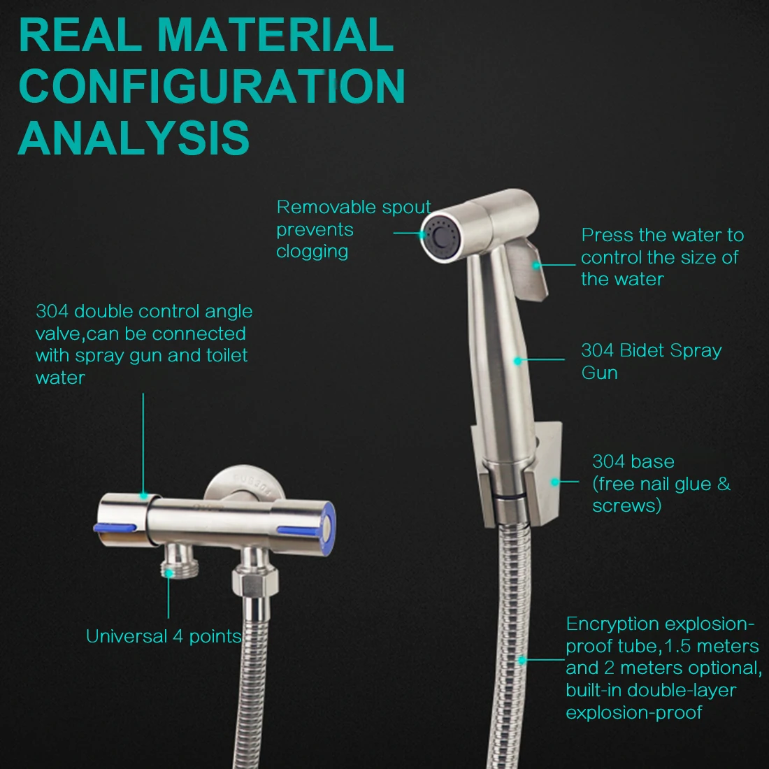 Ручной распылитель для биде и туалета из нержавеющей стали ванной комнаты