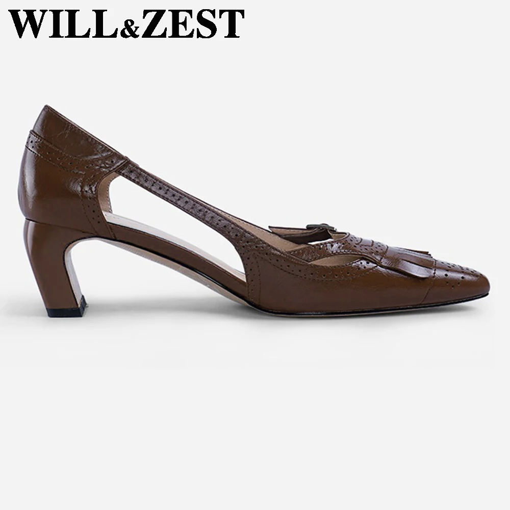 Босоножки с бахромой Will &amp Zest женские броги обувь на блочном каблуке под платье