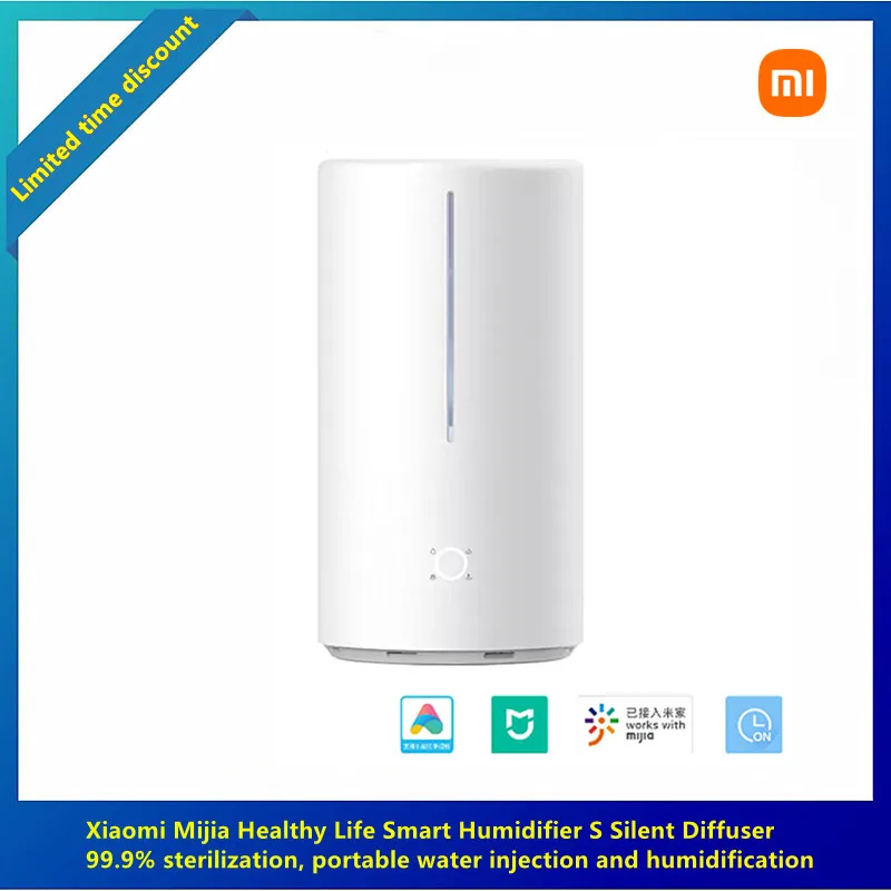 

Новый Умный увлажнитель воздуха Xiaomi S, бесшумный диффузор, 99.9% стерилизация, гигиенический срок службы, портативный инжектор воды