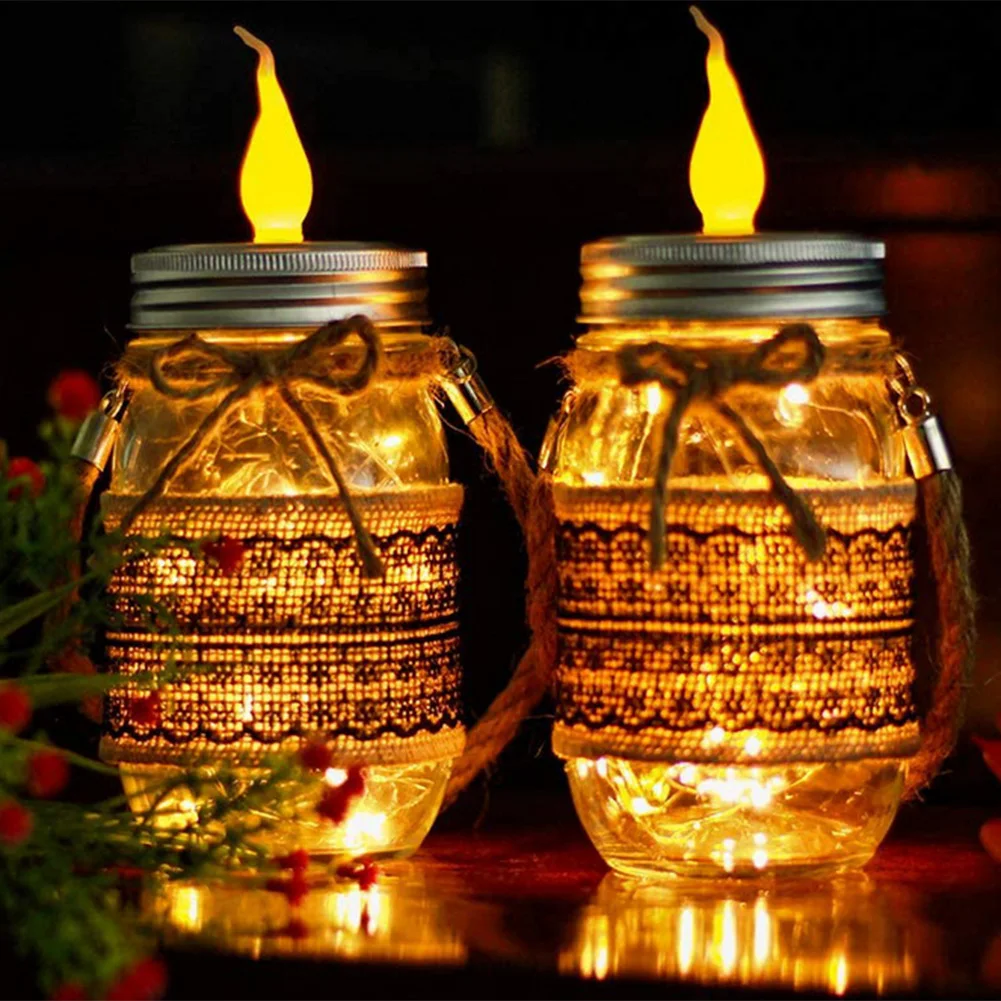 Ретро Светлячок Солнечный каменщик Jar лампа гирлянда огни фестиваль