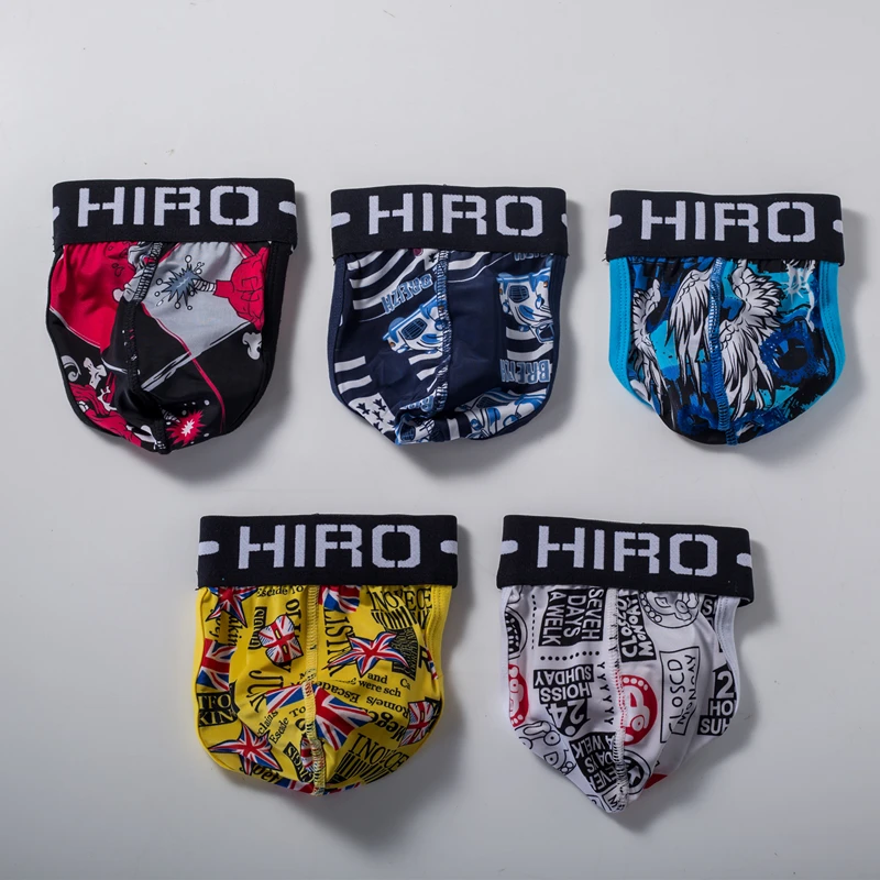4 шт. HIRO Полосатое Мужское нижнее белье бандаж трусы низкая талия бедра хлопок u