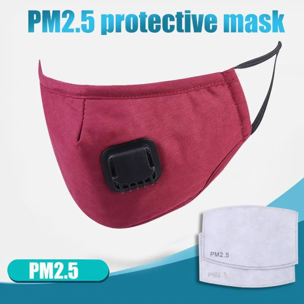 

Unisex Masks Pure Color Face Mask Washable DustProof Protect Face Mouth Cover Outdoor Reusable mask Breathing Valve with Filters