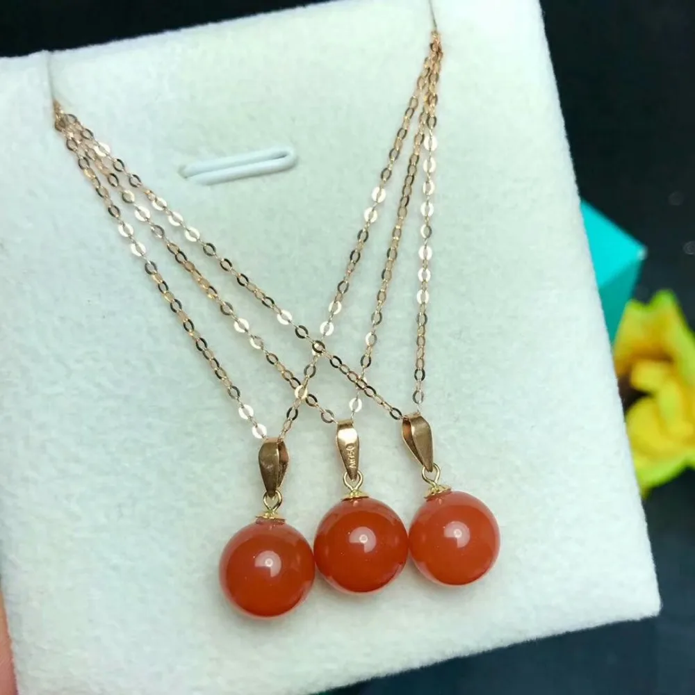 

SHILOVEM 18K ROSE GOLD NATURAL SOUTH RED AGATE PENDANTS NO NECKLACE FINE JEWELRY CLASSIC GIFT PLANT GIFT ROUND MYMZ8.58.509NH