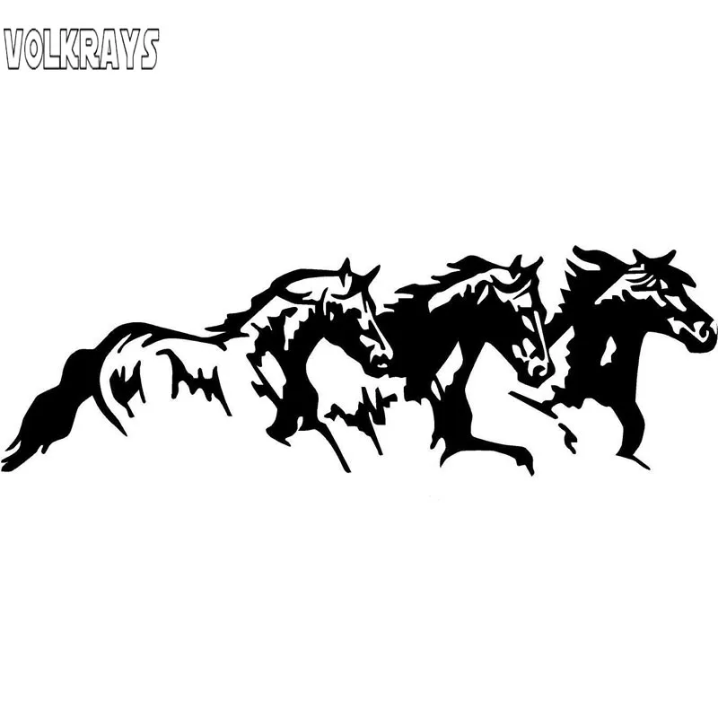 

Volkrays Fashion Car Sticker 3 Running Horses Accessories Reflective Sunscreen Waterproof Vinyl Decal Black/Silver,7cm*24cm