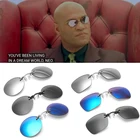 Matrix Morpheus круглые оправы солнцезащитных очков Косплэй реквизит Для мужчин классический зажим для носа солнцезащитные очки мини выполненные брендовые дизайнерские очки