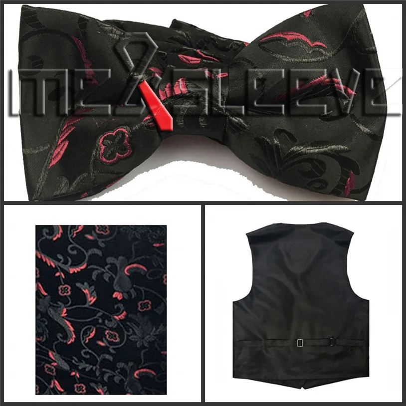 free shipping man's flower tailored tuxedo waistcoat set(vest+ascot tie+handkerchief