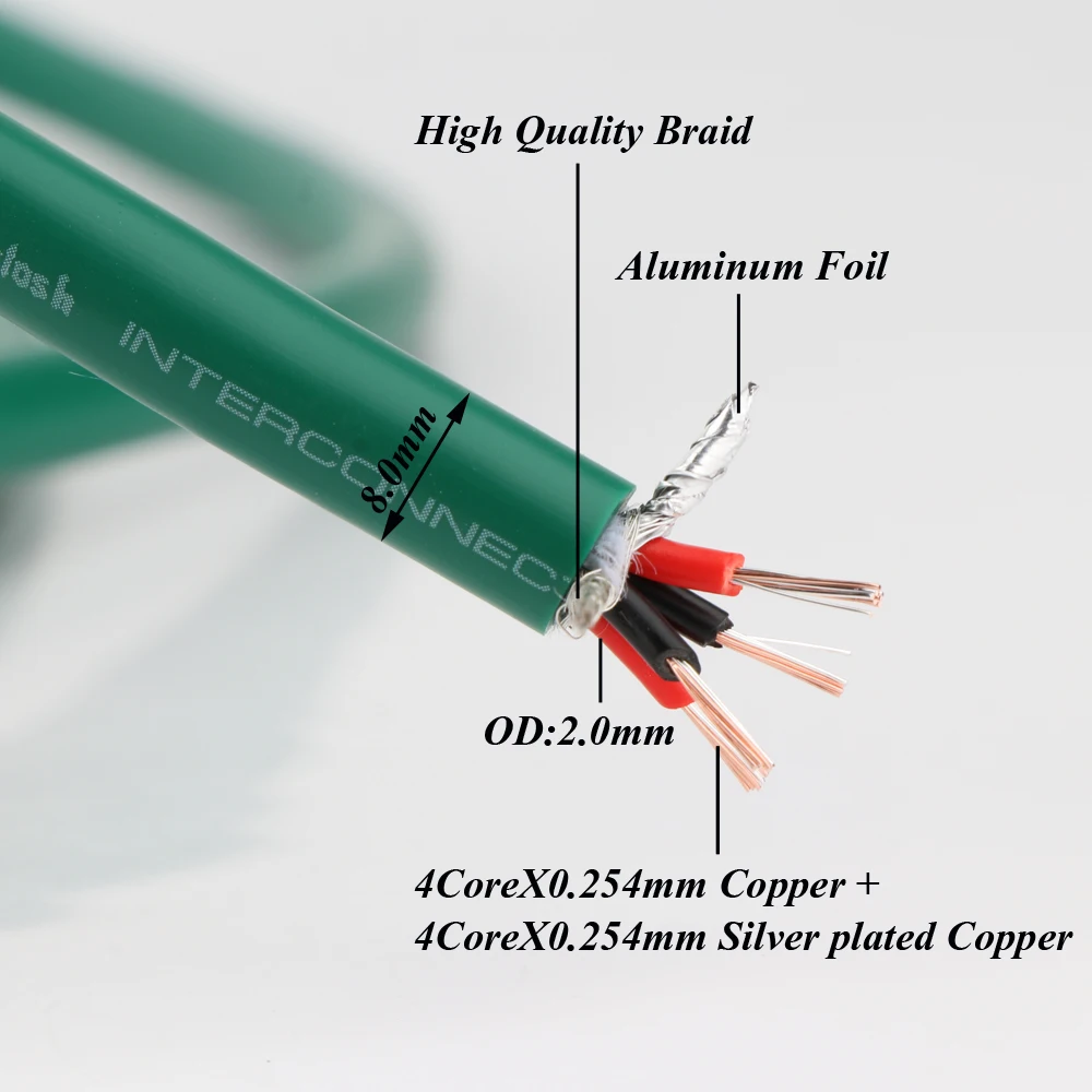 Высококачественный 2328 Чистый медный серебристый смешанный HiFi аудиокабель RCA