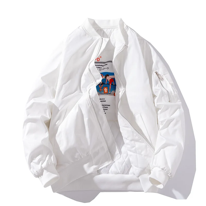 

Зимняя куртка-бомбер для мужчин и женщин, куртка-пилот ВВС, однотонная модная повседневная бейсбольная куртка для мужчин, пара, осень, белый,...