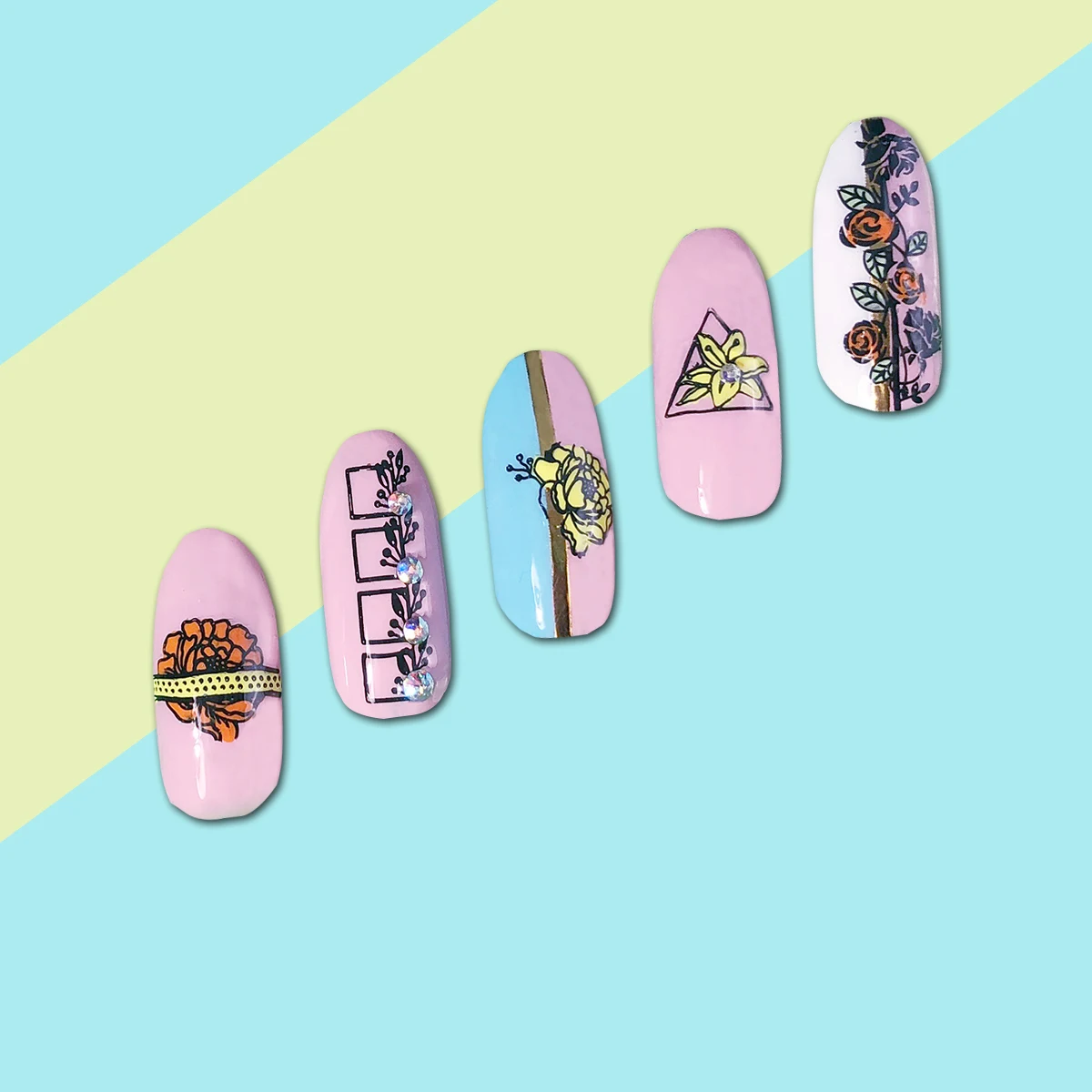 6*12 см геометрические пластины для штамповки ногтей прямоугольные Цветочные