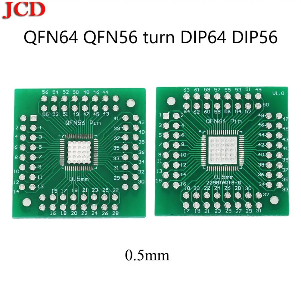 JCD Новый адаптер гнездо/плата адаптера PCB QFP64 QFN64 поворотный DIP64 0 5 мм 8 IC | Мобильные