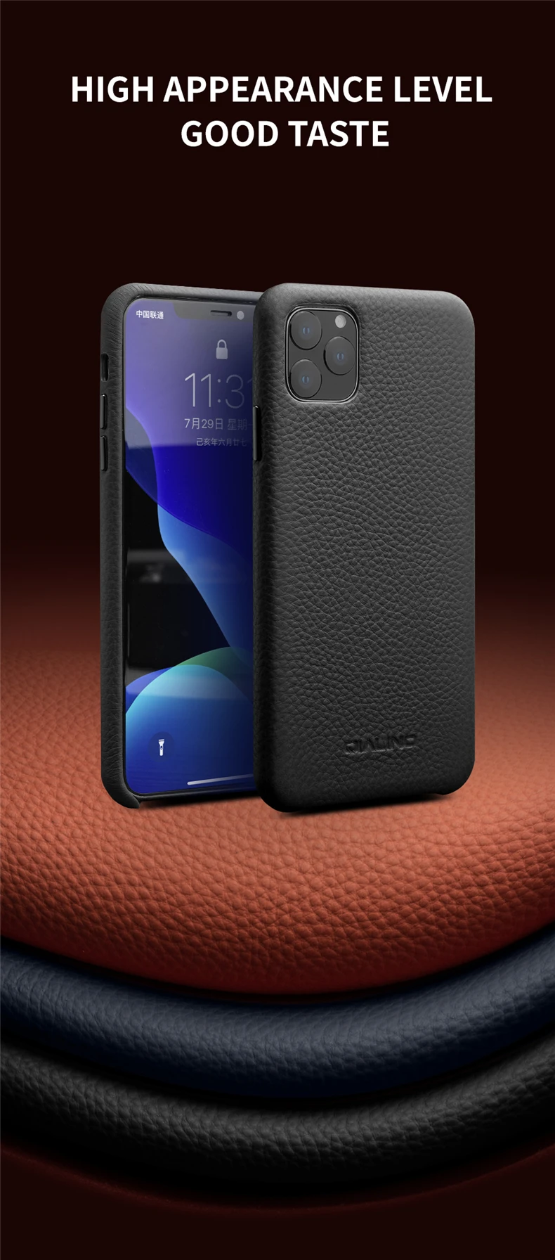 QIALINO, деловой чехол из натуральной кожи для iPhone 11 Pro Max, модная Роскошная ультратонкая Задняя сумка для iPhone 11 Pro