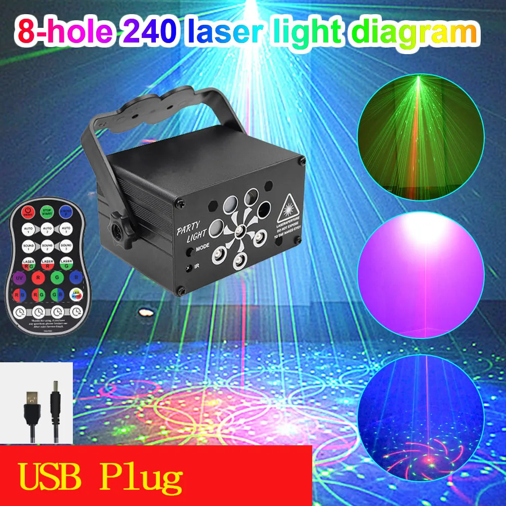 Сценический RGB светильник с 248 узорами USB голосовое управление диско-светильник