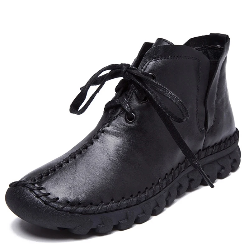 

Женские ботильоны из мягкой натуральной кожи, на плоской подошве, теплые дизайнерские ботинки ручной работы в стиле ретро, зима 2021