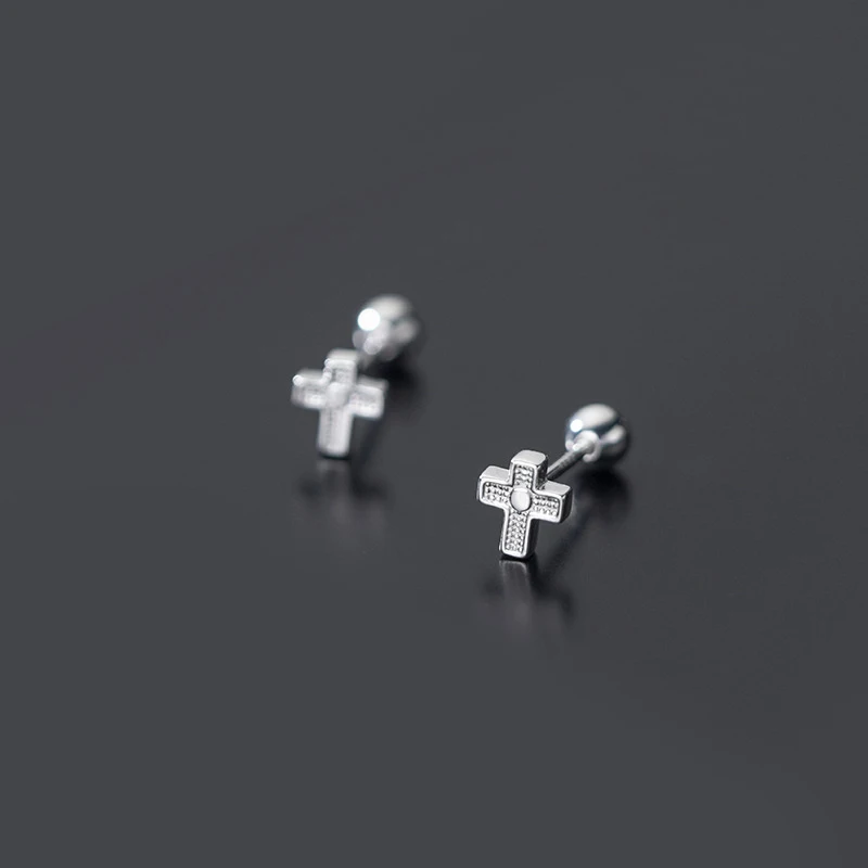 

Hot Sale Cross Charms Real Sterling Silver Jewelry Solid 925 Earring Religion Cross Fine Accessories Gift