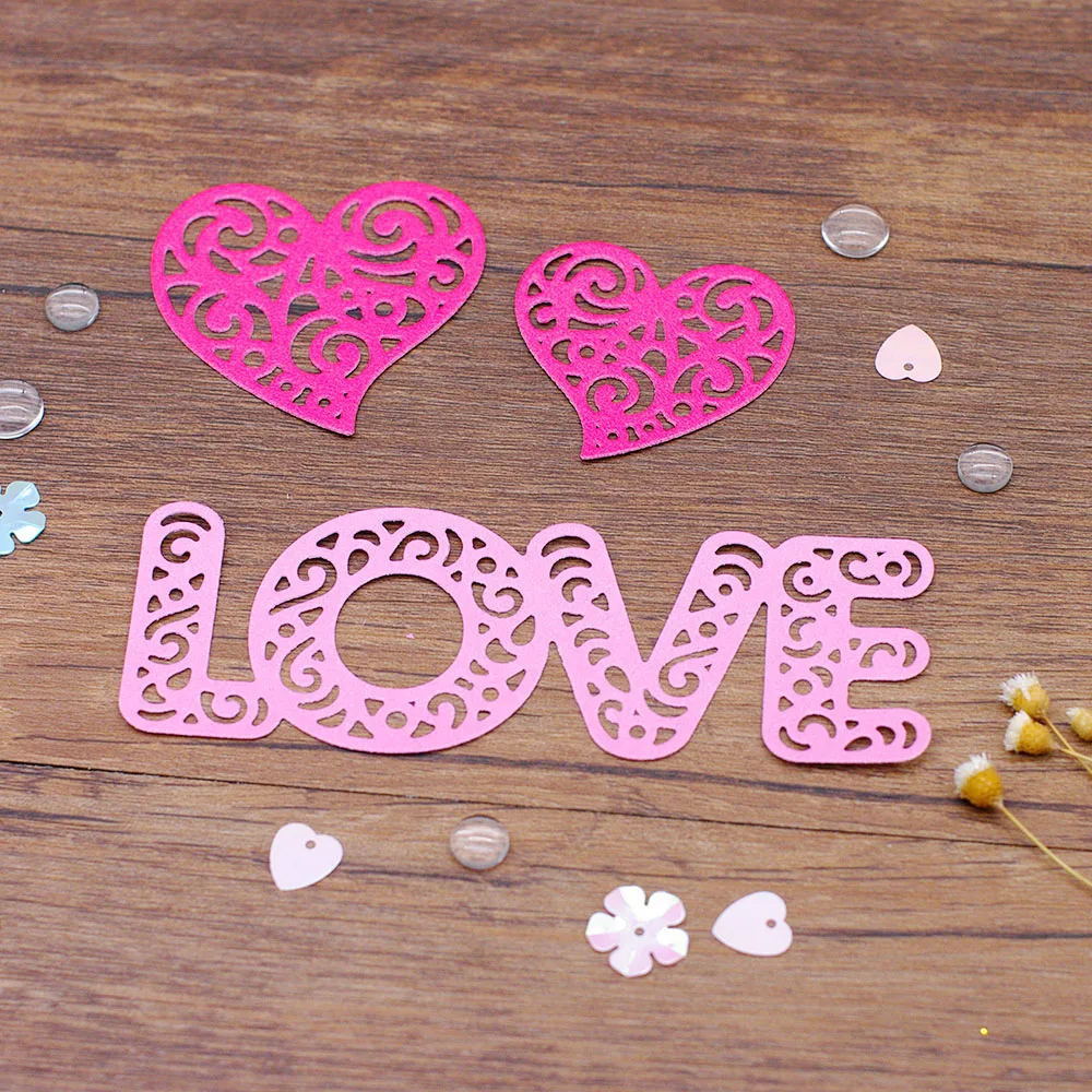 Flourish Love Word QITAI 1 шт. металлические резные штампы DIY Скрапбукинг декоративное