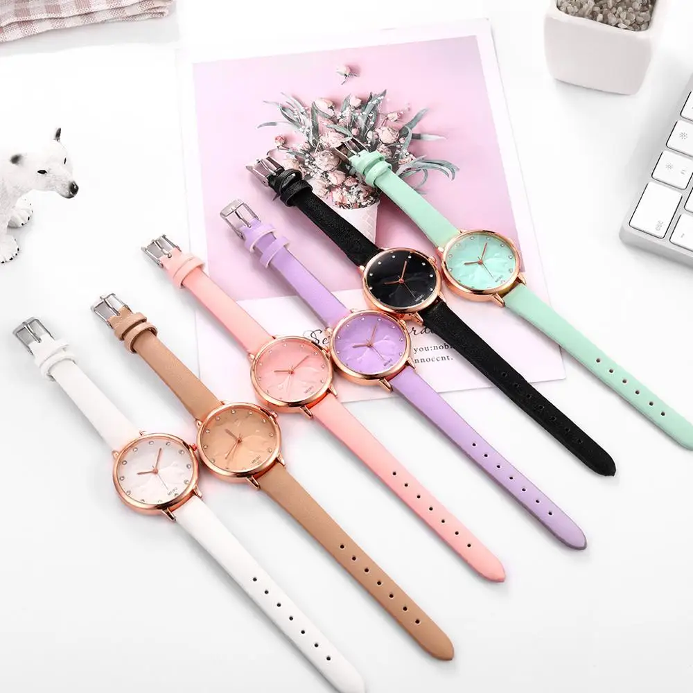 Minimalist Korean Simple Women Watches Leather Band Bracelet Round Ladies Dress Clock New Famle Saat relogio feminino Times XB40 | Наручные