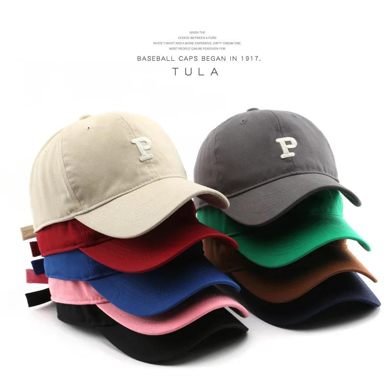 

2022 Cotton Baseball Cap for Women and Men Fashion Letter P Snapback Hat Casual Hip Hop Hats Summer Visors Cap Unisex kpop