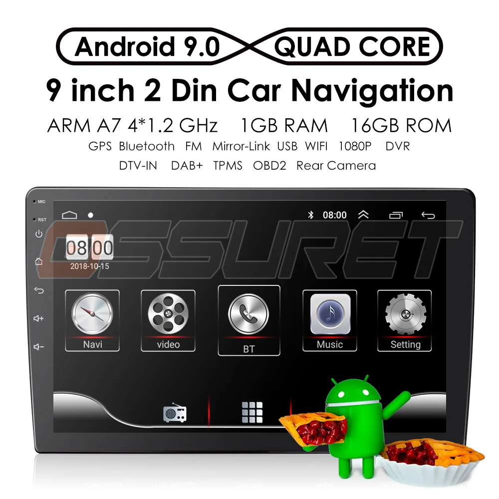 9 дюймов Android 9,0 Универсальное автомобильное радио 2din android автомобильное радио dvd-плеер gps навигация wifi Bluetooth MP5 плеер камера заднего вида 4G