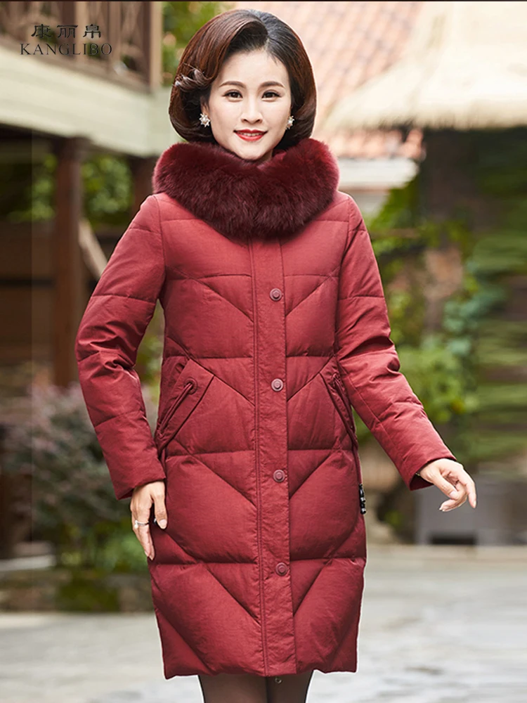 Winter Duck Down Jacket Women Long Coat Female Thick Clothes Ladies Large Fox Fur Hooded Warm Hiver 8158 | Женская одежда
