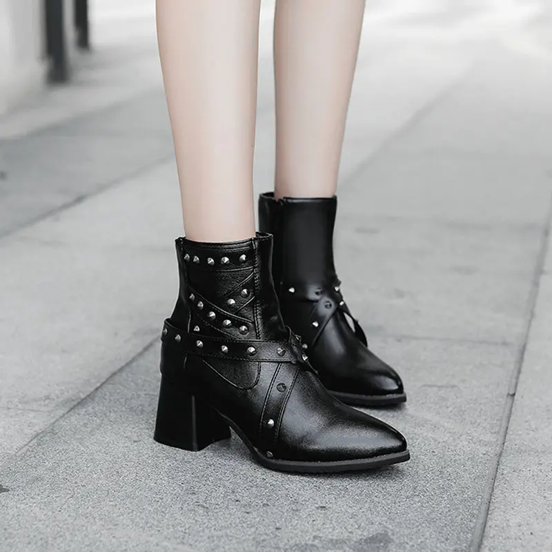 B2-1 женские ботильоны из искусственной кожи размера плюс Размеры 35-48 зимние