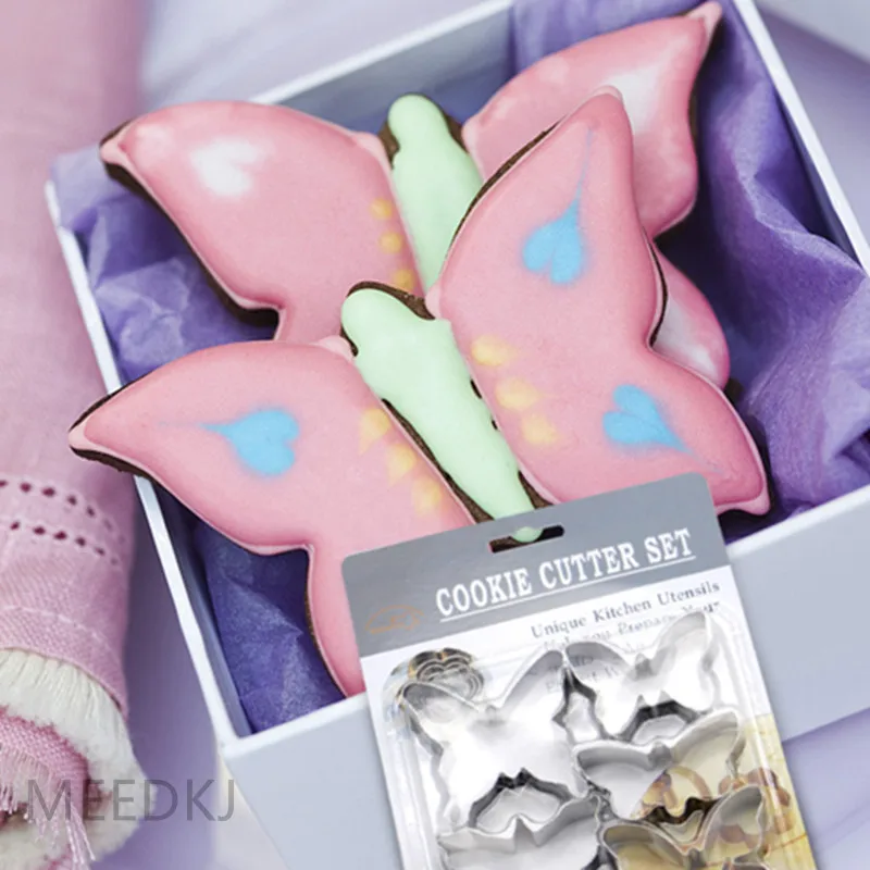 5 шт./компл. печенья бабочка резец плунжера пресс-форма для выпечки инструмент