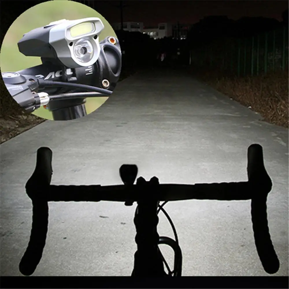 

Cycling USB Rechargeable Bike Light Double Lamp Head Light Bicycle LED+COB