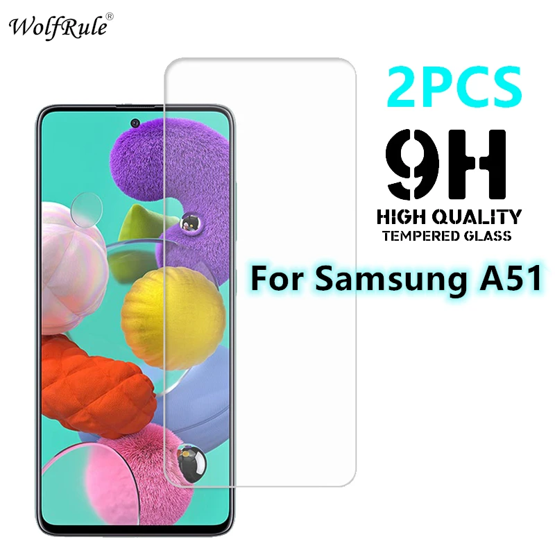 2 piezas para Samsung Galaxy A51 vidrio para Samsung A51 vidrio templado 9H Hard Flim Protector de pantalla de vidrio Protector para Galaxy A51-0