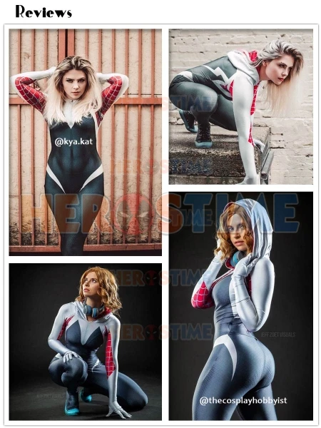 Gwen Stacy Superhero Costume  Halloween Female Girls Woman Cosplay Full Bodysuit images - 6