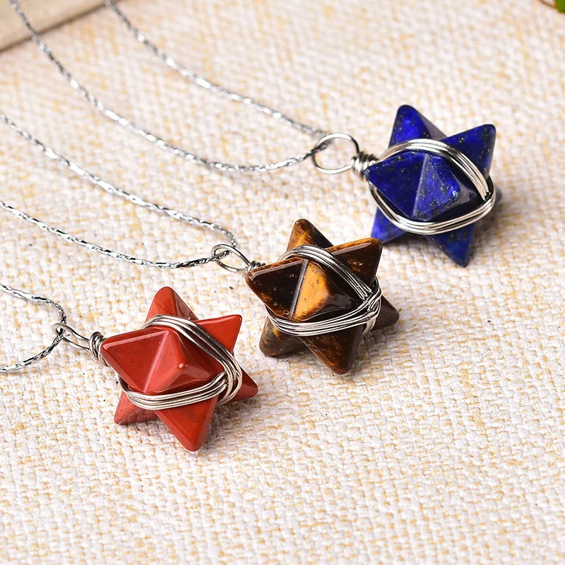 1 шт. модный простой натуральный кристалл кварца Меркаба кулон камень маятник