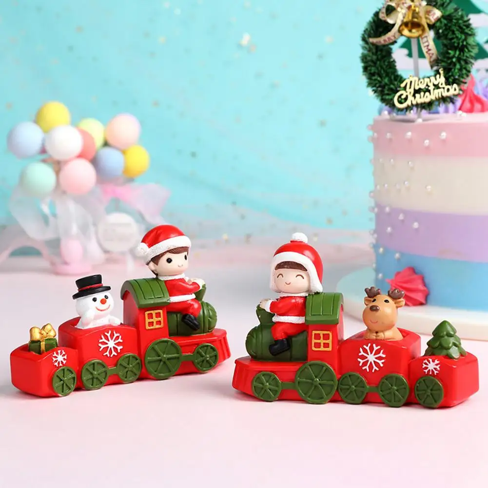 

Christmas Resin Decorations Train Ornament Cute Santa Claus Snowman Reindeer Figurine Statue Tabletop Christmas Tree Mini Trai